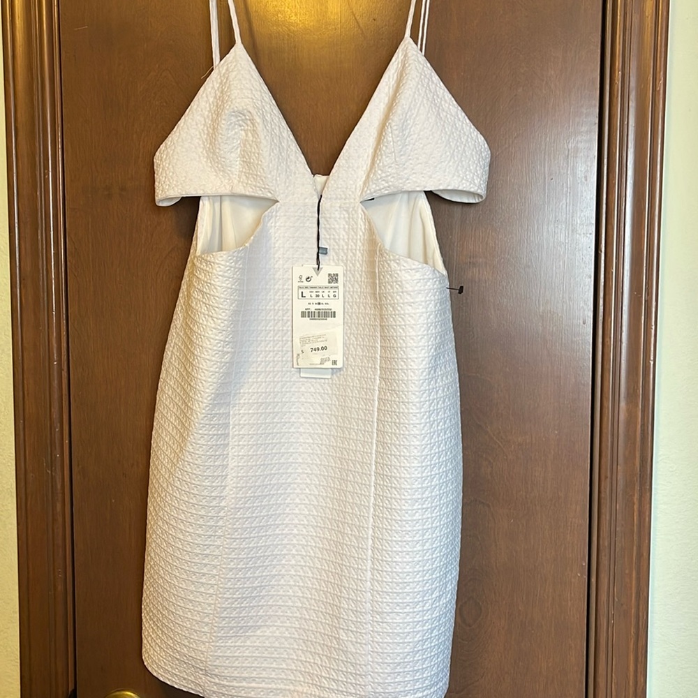 ZARA white triangle cut out top NWT